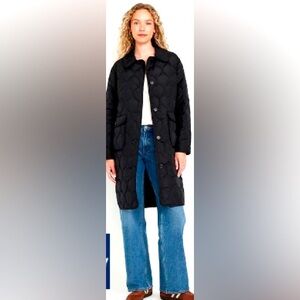 Prwnd  old navy puffer quilted long jacket black sz xl